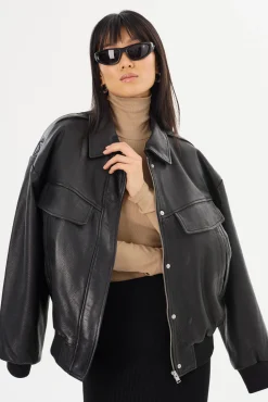 Sale LAMARQUE TREVANNA | Leather Bomber Jacket Black