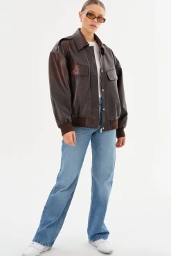 Cheap LAMARQUE TREVANNA | Leather Bomber Jacket Rub Off Brown