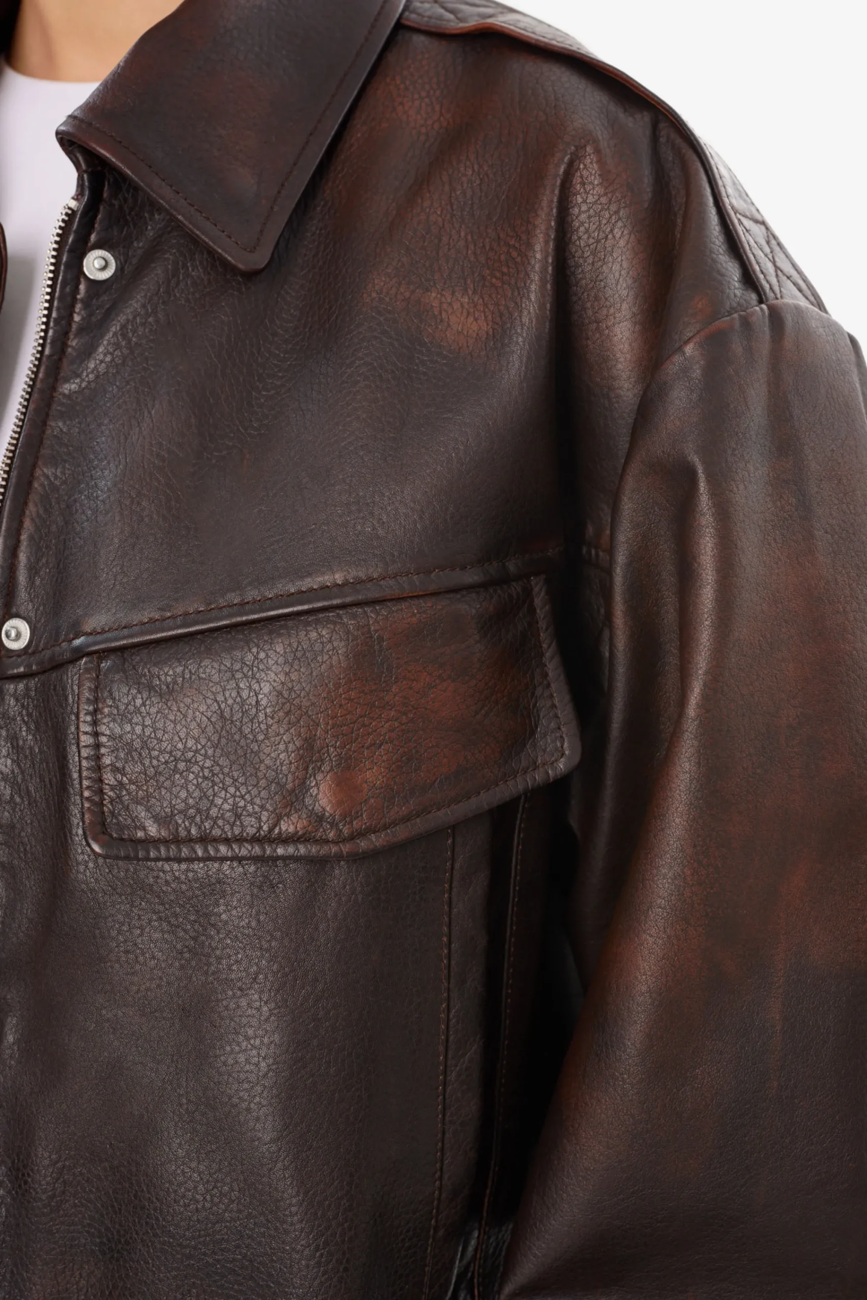 Cheap LAMARQUE TREVANNA | Leather Bomber Jacket Rub Off Brown