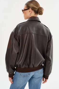 Cheap LAMARQUE TREVANNA | Leather Bomber Jacket Rub Off Brown
