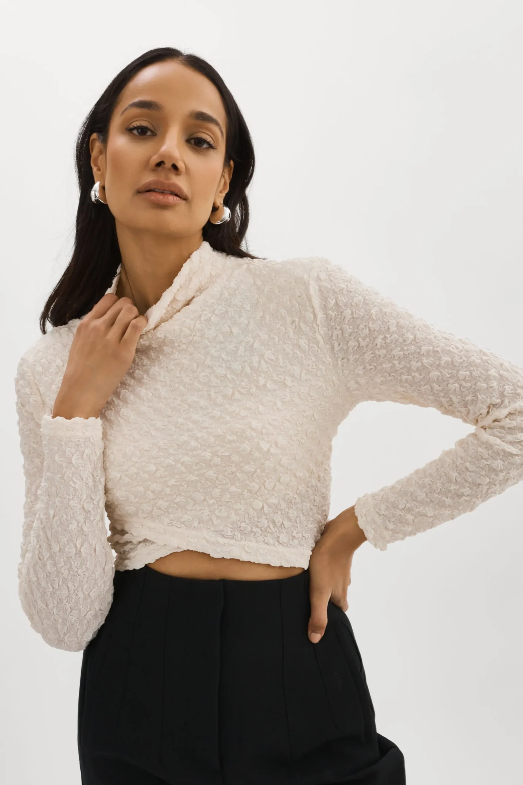 New LAMARQUE VELMA | Crossover Long Sleeve Top Off White
