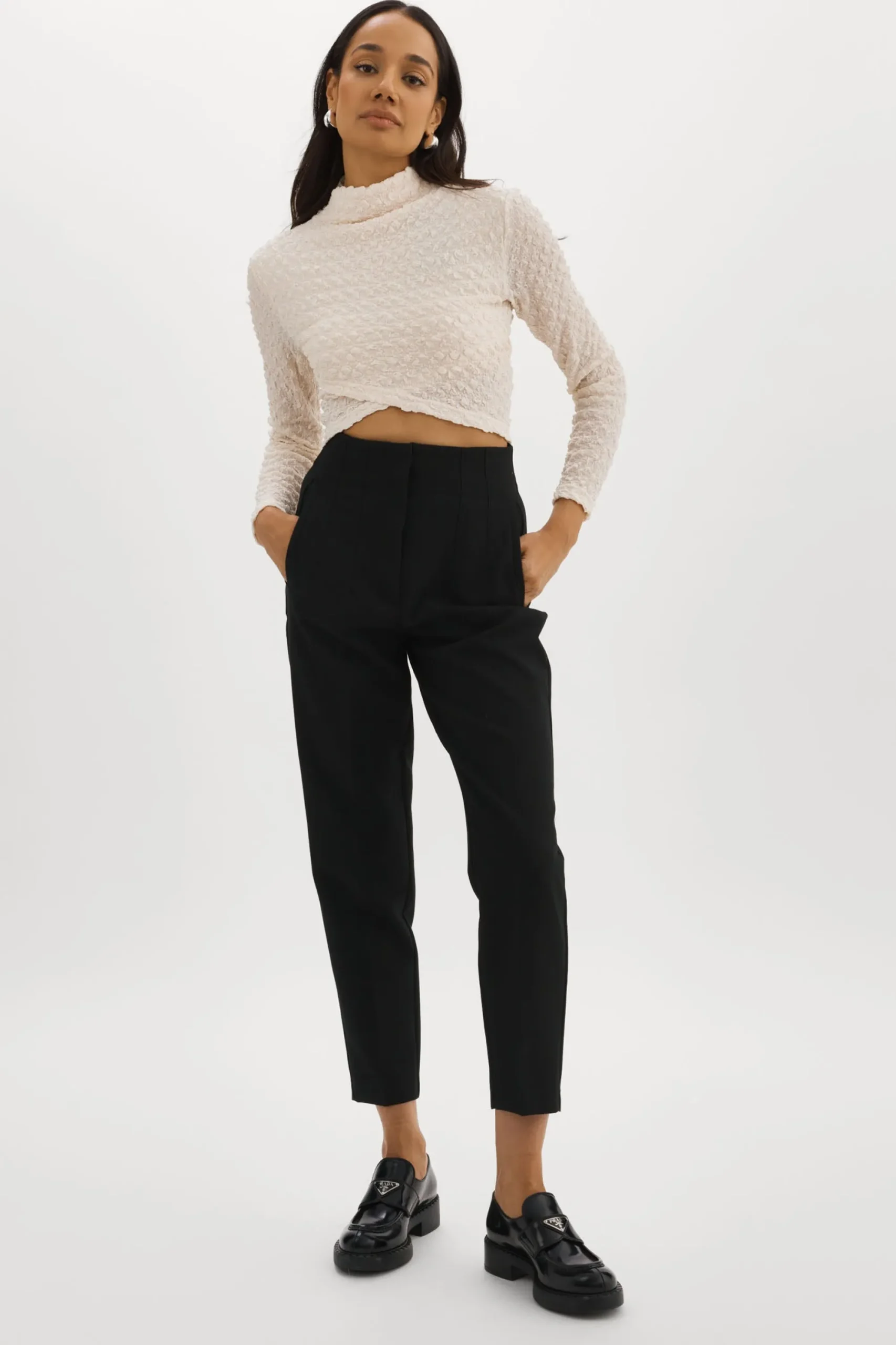 New LAMARQUE VELMA | Crossover Long Sleeve Top Off White