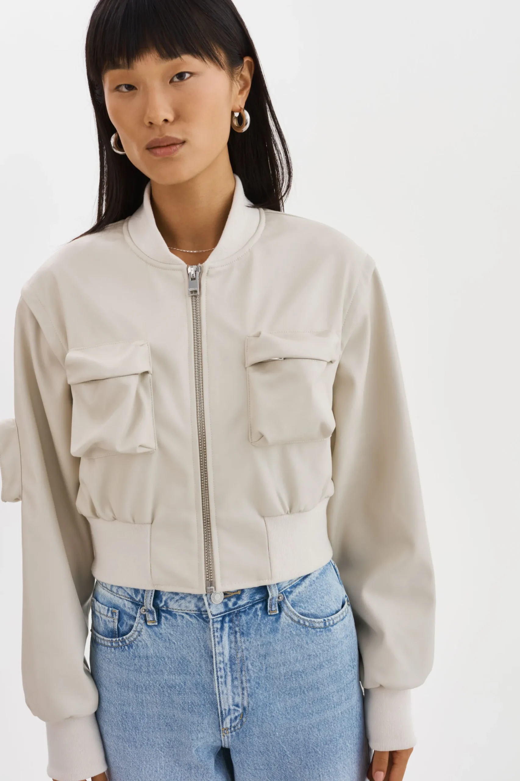 Cheap LAMARQUE XAIA | Faux Leather Convertible Bomber Jacket Bone