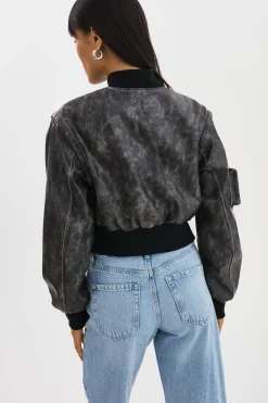 Sale LAMARQUE XAIA | Faux Leather Convertible Bomber Jacket Vintage Black