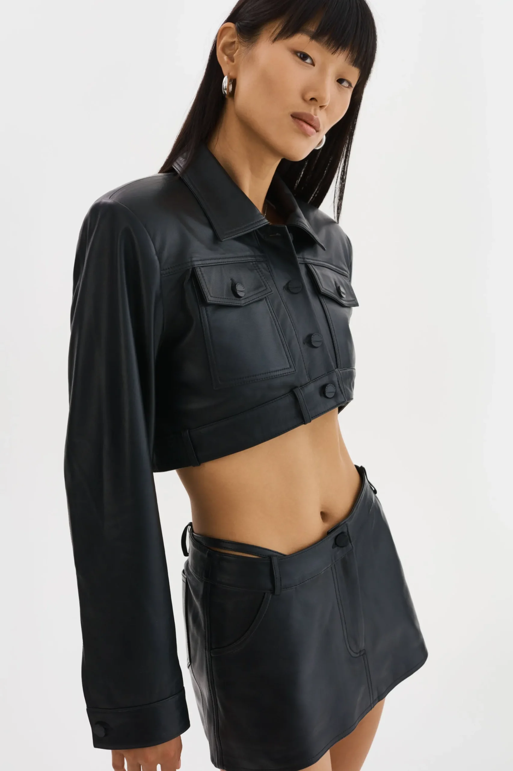 Shop LAMARQUE XANDY | Cropped Leather Jacket Black