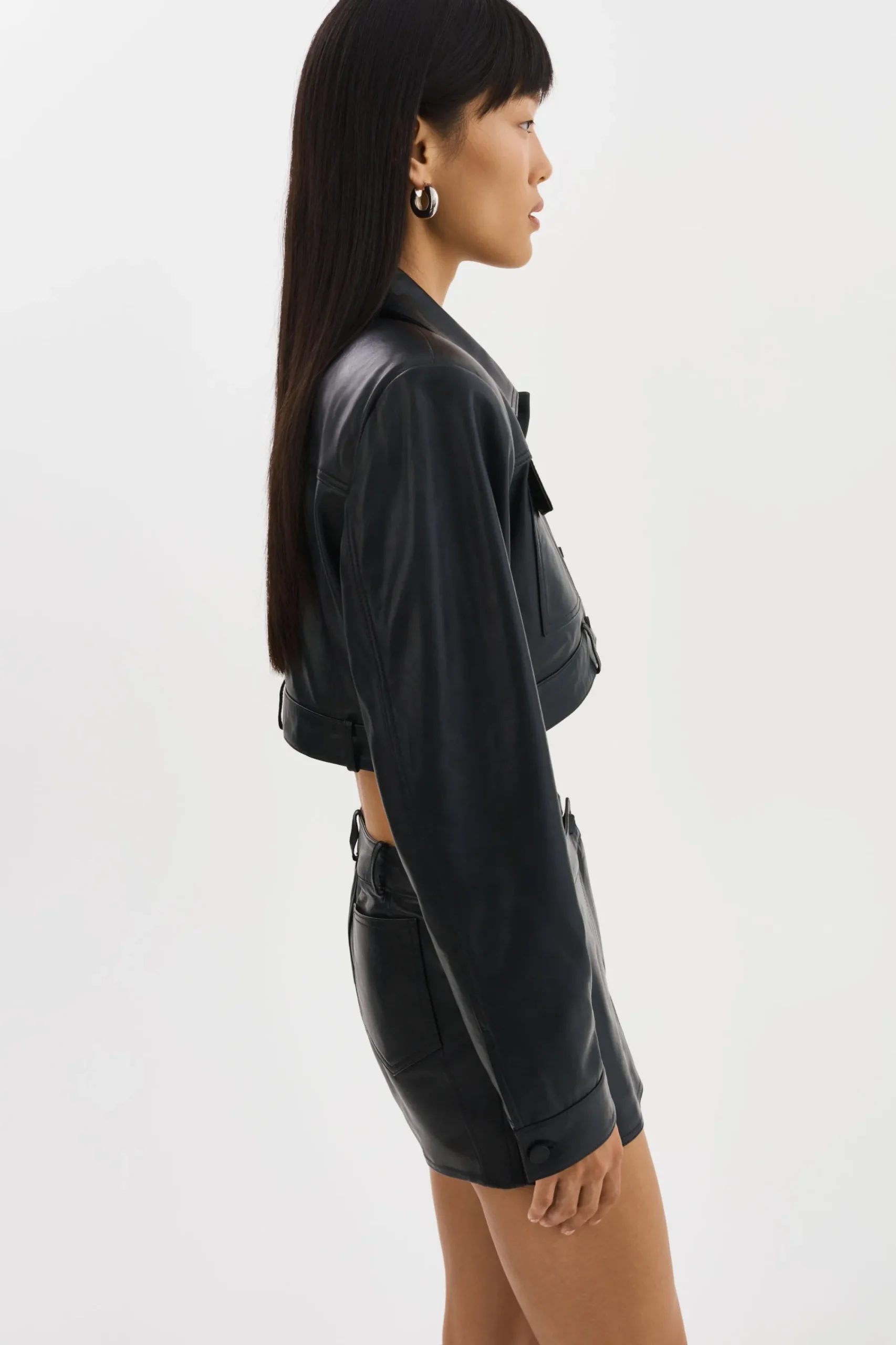 Shop LAMARQUE XANDY | Cropped Leather Jacket Black