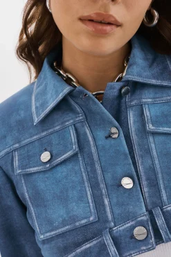 Outlet LAMARQUE XANDY | Cropped Leather Jacket Distressed Indigo