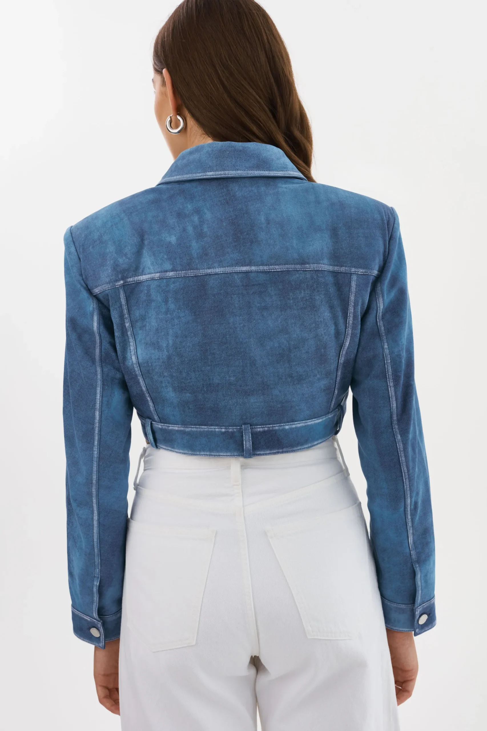 Outlet LAMARQUE XANDY | Cropped Leather Jacket Distressed Indigo
