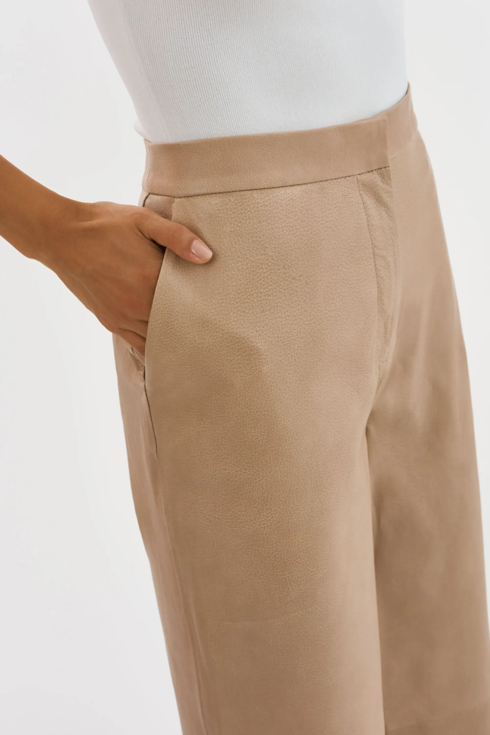 Shop LAMARQUE YAREN | Leather Pants Beige