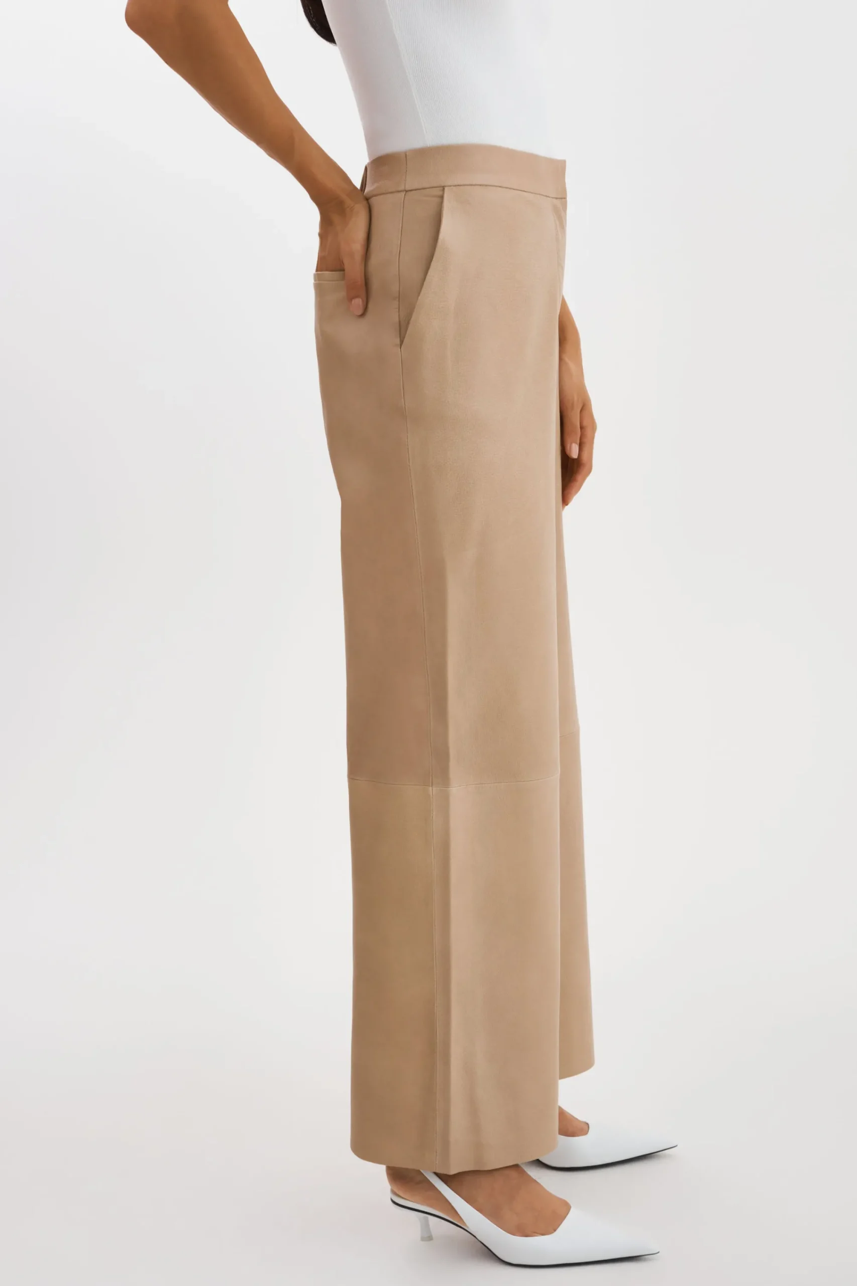 Shop LAMARQUE YAREN | Leather Pants Beige