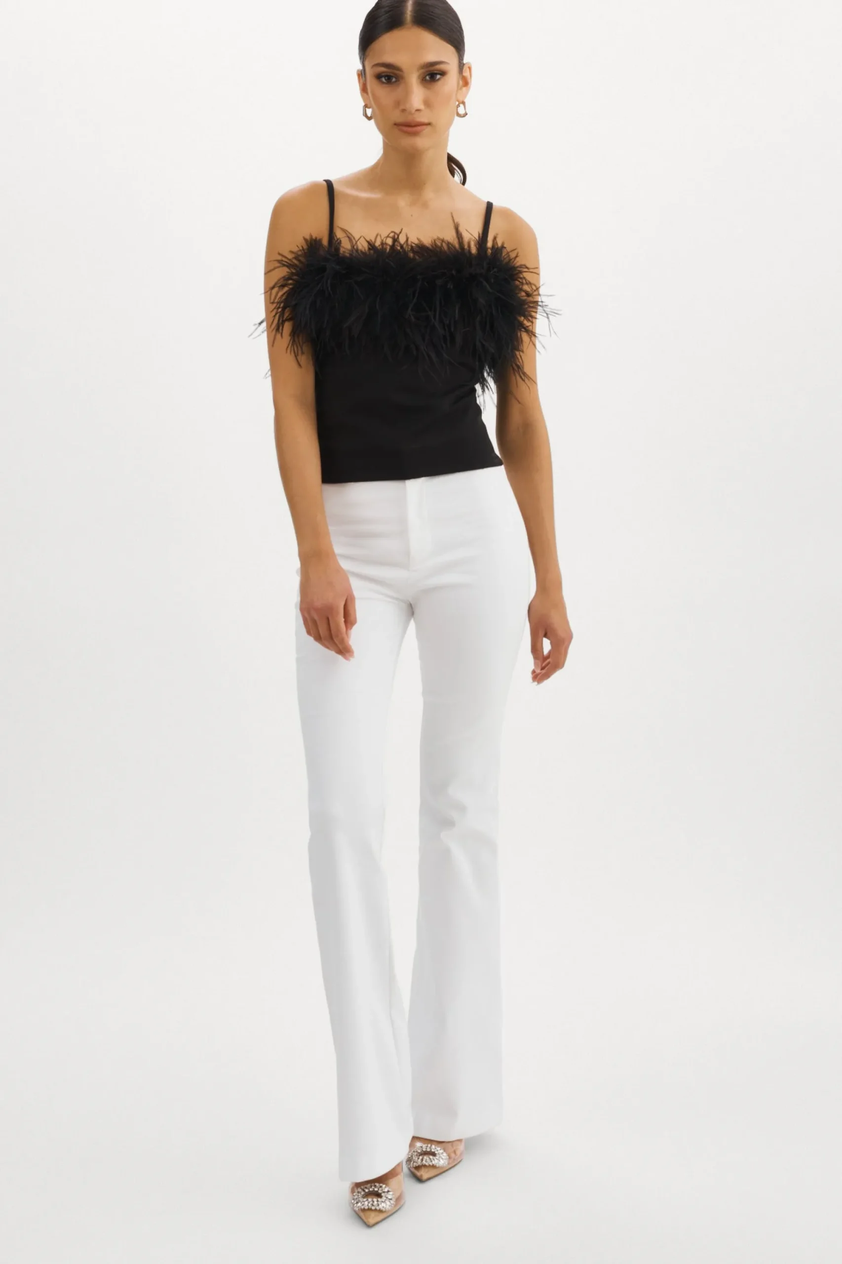 Discount LAMARQUE YARINA Feather Trimmed Top Black