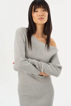 Hot LAMARQUE ZENOBIA | Knit Midi Dress Light Heather Grey